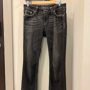 Vintage Y2K Miss Me Charcoal Denim with Silver Stitching